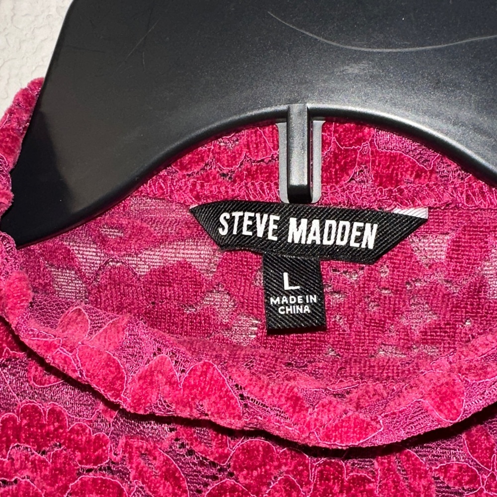 Steve Madden Fuchsia Lace Long Sleeve Dress - Picture 3 of 8